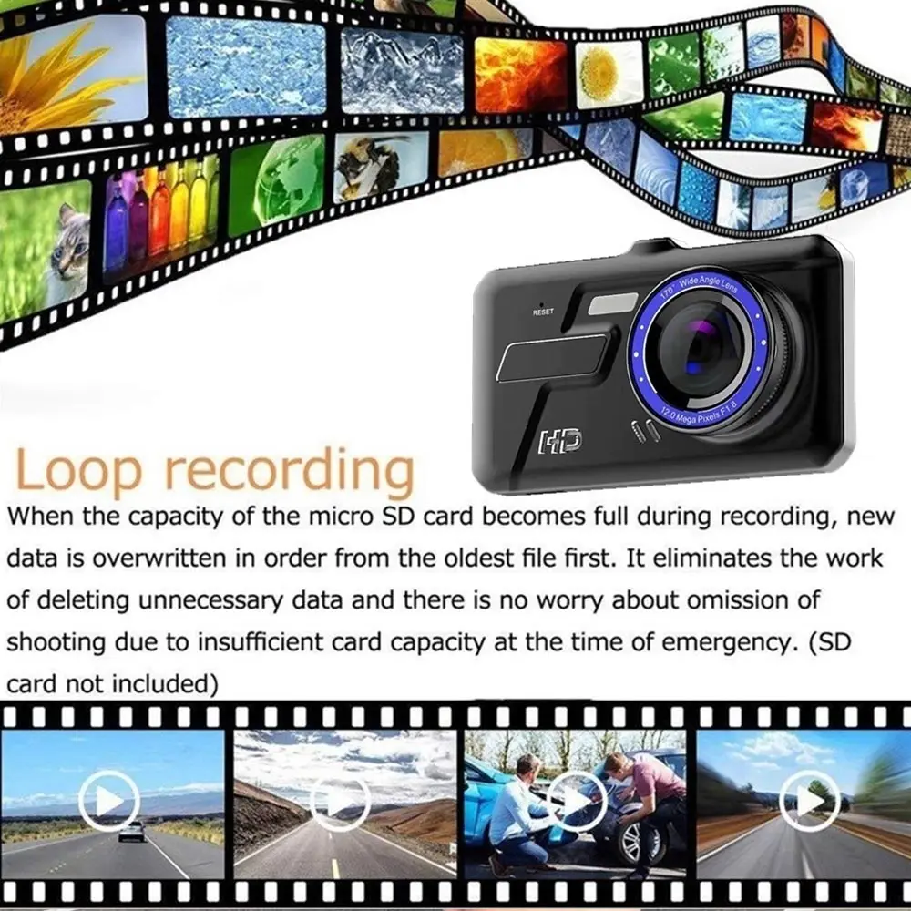 

Anytek 4-inch 1080P Driving Recorder IPS Touch Screen Car DVR Night Vision Motion Detection Parking Monitoring JIELI Dash Camera