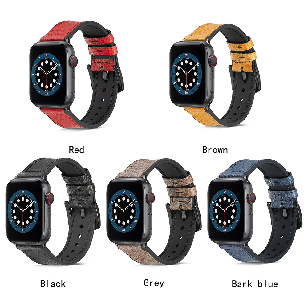 

Leather Watch Band For Apple Watch 40mm 44mm 38mm 42mm iWatch Bracelet Apple Watch Series 5 4 3 se 6 Leather iWatch Strap Watch
