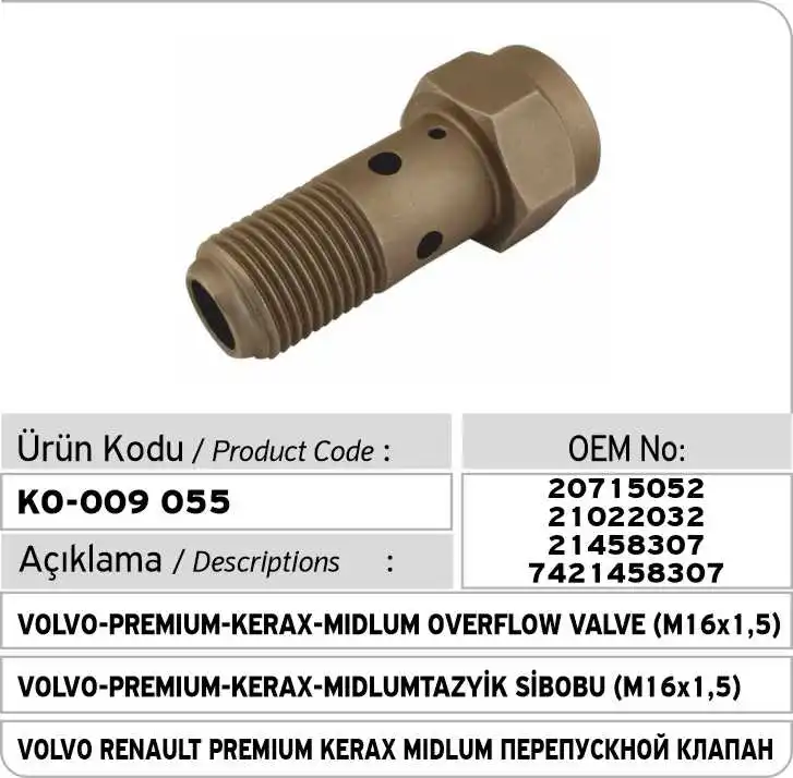 

Премиум клапан перегрузки 20715052 VOLV0 Renoult Midlum 21022032 7421458307