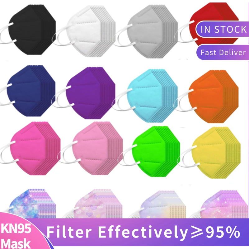 10/20/100 шт. ffp2mask kn95 женские и мужские маски черные mondkapjes дышащие mascarilla fpp2 homologada