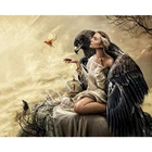 Алмазная 5D картина сделай сам, полноразмерная вышивка с изображением девушки, орла, фэнтези, Набор для вышивки крестиком, мозаика, декор для комнаты, подарки