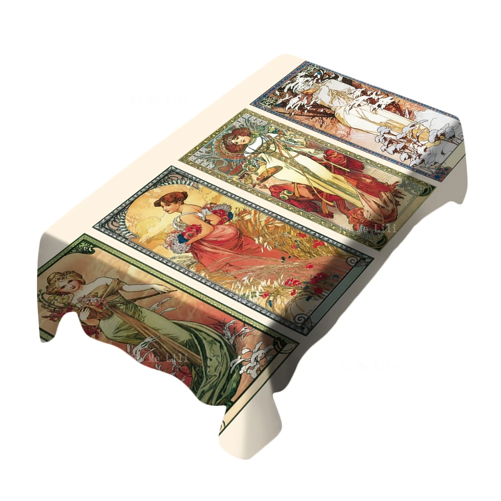 

The Four Seasons Flowers Fairy Curls Japanese Girl Manga Style Image Stitching Rectangular Tablecloth By Ho Me Lili Table Decor