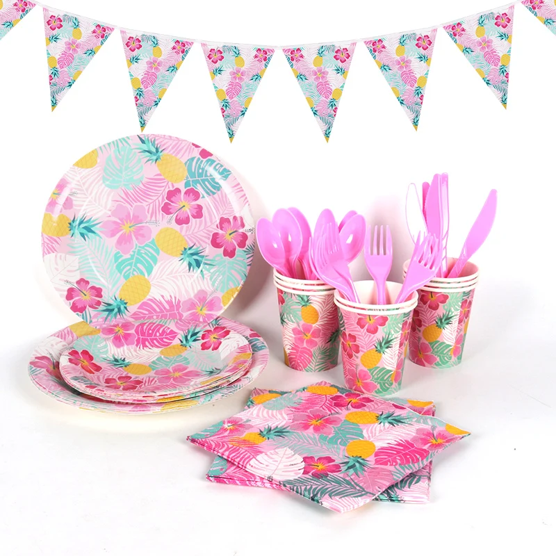 Гавайские летние тропивечерние ничные принадлежности красочные листья розовая