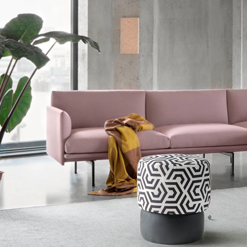 

Flux Modern Design Pouf Stool Ottoman Round creative footstool printed leather fabric