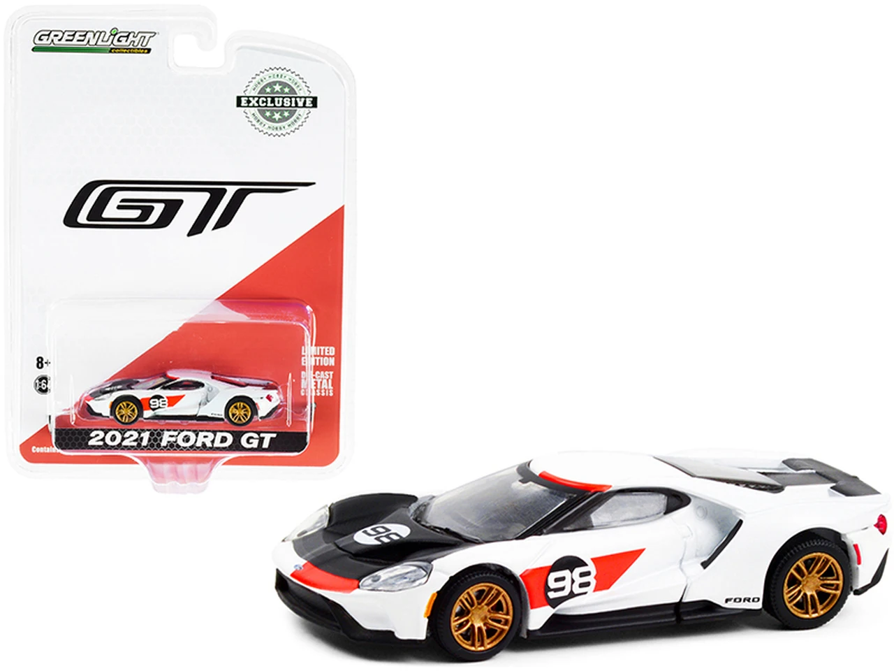 

Greenlight 1:64 2021 Ford GT #98 – Ford GT Heritage Edition – Ken Miles and Lloyd Ruby 1966 24 Hours of Daytona MKII Tribute