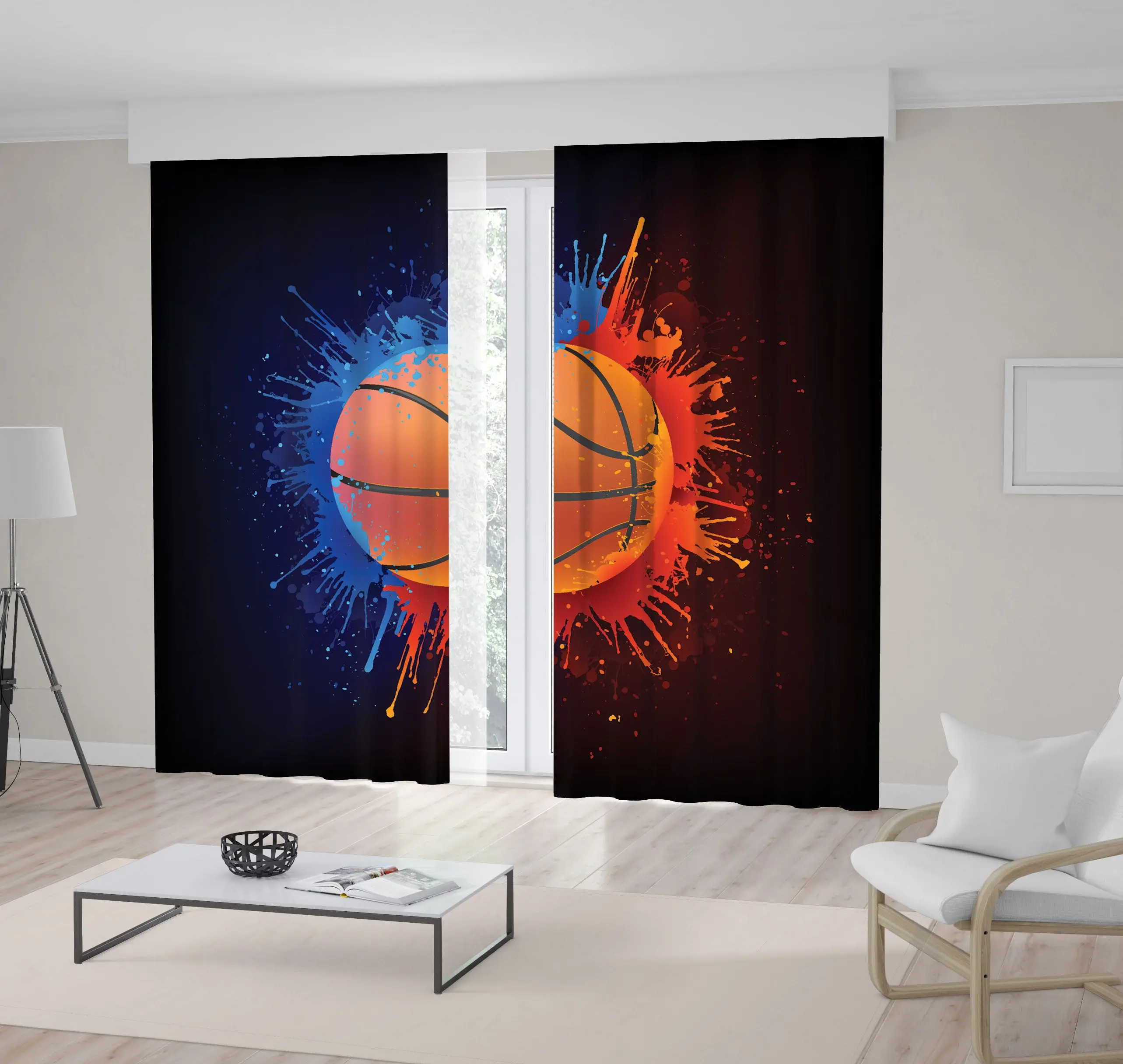 

Curtain Colorful Design Elements Basketball Poster Artistic Illustration Red Blue