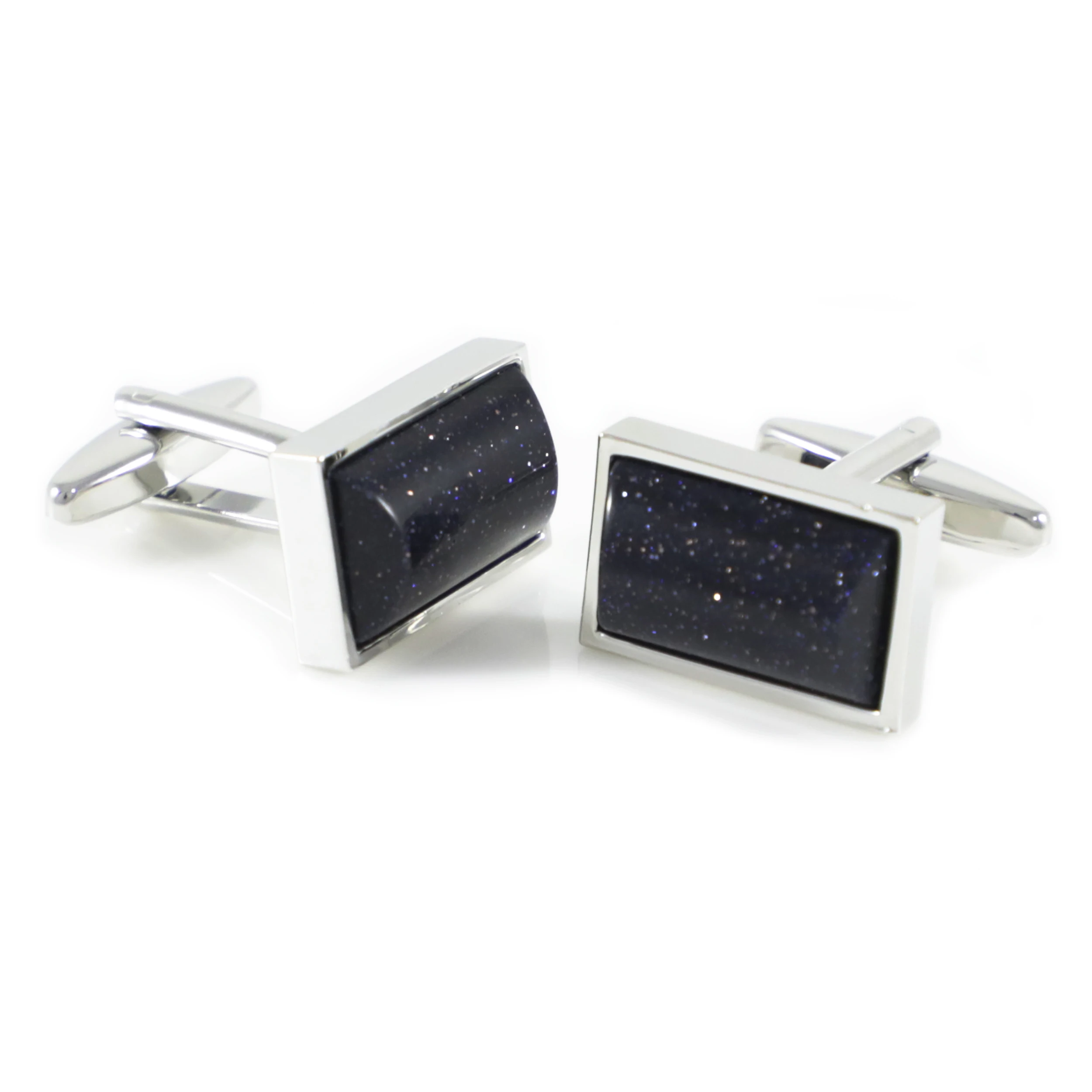 Luxury Rectangle Arch Navy Goldstone Cuff Links Blue Stone Father's Day Birthday | Украшения и аксессуары
