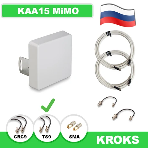 Комплект Усиления сигнала 4G Antenna KROKS KAA15 MiMO + Cable + Adapters Pigtails CRC9 TS9 SMA 3G 4G LTE modem Huawei \ ZTE - изображение