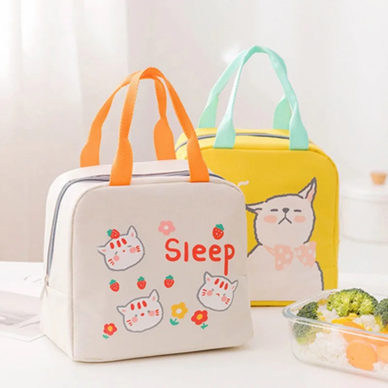 

2022 hot Functional Pattern Cooler Lunch Box Portable Insulated Canvas Lunch Bag Thermal Food Picnic Lunch Bags For Women Kids