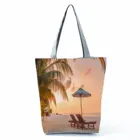 Пляжные сумки с принтом Sunset, Повседневная сумка на плечо с пейзажем, вместительная сумка для покупок, Экологичная портативная дорожная сумка-тоут