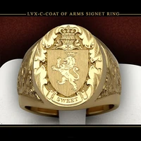 luxury gold color royal seal sculptured coin crown lion rings for men punk hip hop mortorcycle party biker mens ring jewelry