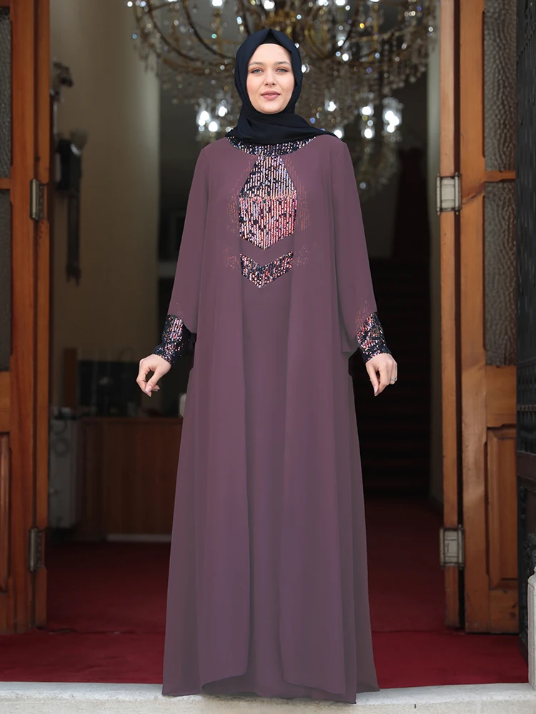 Женское платье Абая размера плюс шифоновая ткань с блестками Сделано в Турции