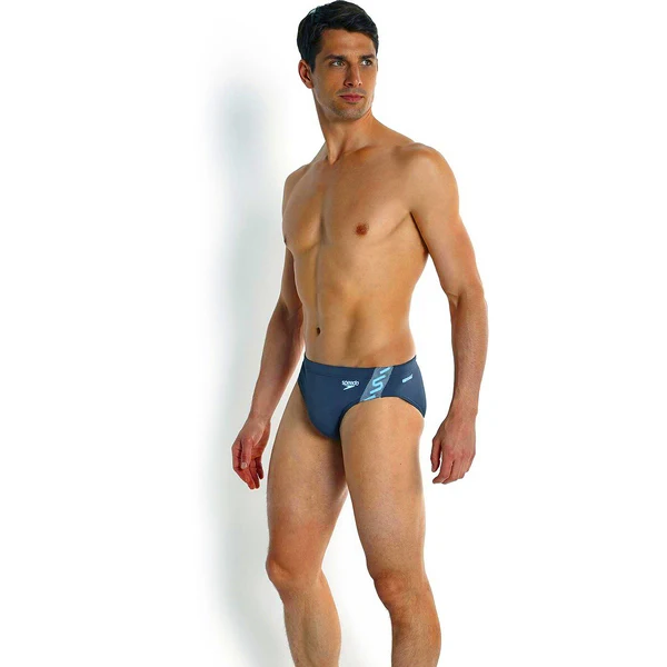 Мужской купальный костюм Speedo Monogram серый синий| |