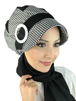 2021 new fashion hijab women muslim bathing cap islamic hijab scarf scarf black white crowbar buckled hat