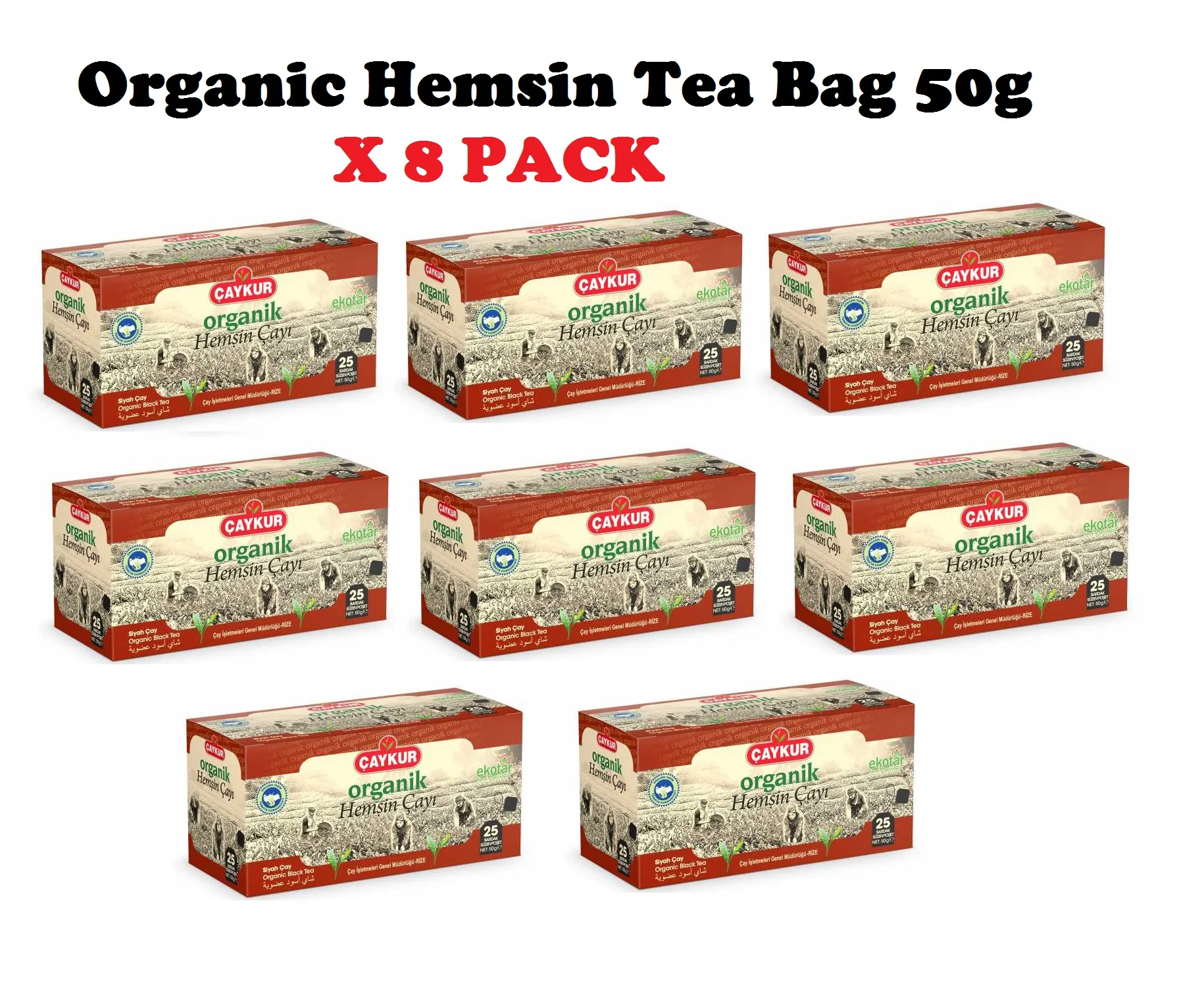 

Caykur Organic Hemsin Tea Bag 50g X 8 Pcs Turkish Black Tea Breakfast Tea Hot Drink Herbal Drink From Black Sea Mountains