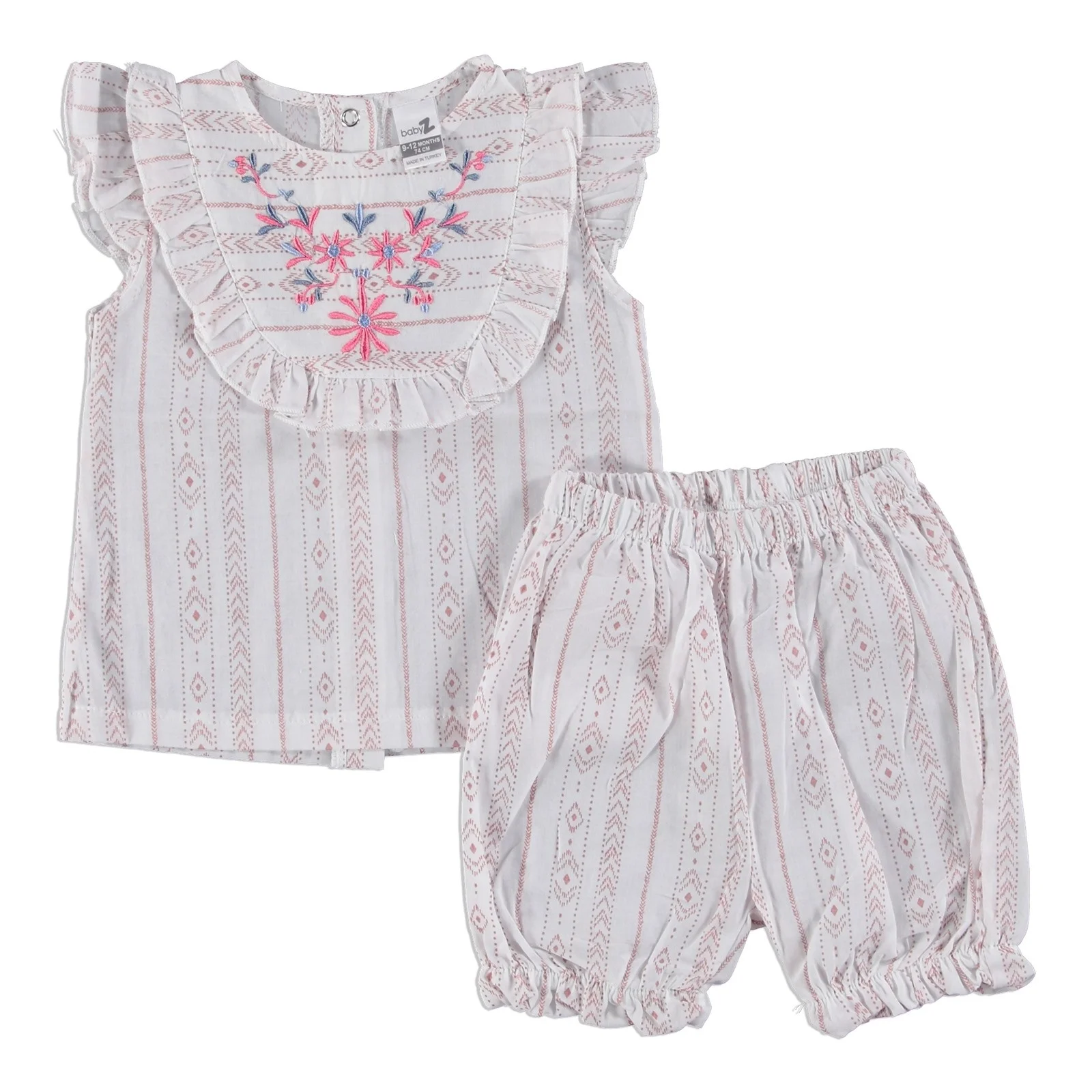 Ebebek BabyZ/комплект из рубашки и шорт с цветочной вышивкой для маленьких девочек| |