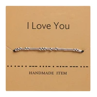 black string rope braided bracelet letter figure i love you never give up handmade adjustable charm bracelet jewelry for lovers