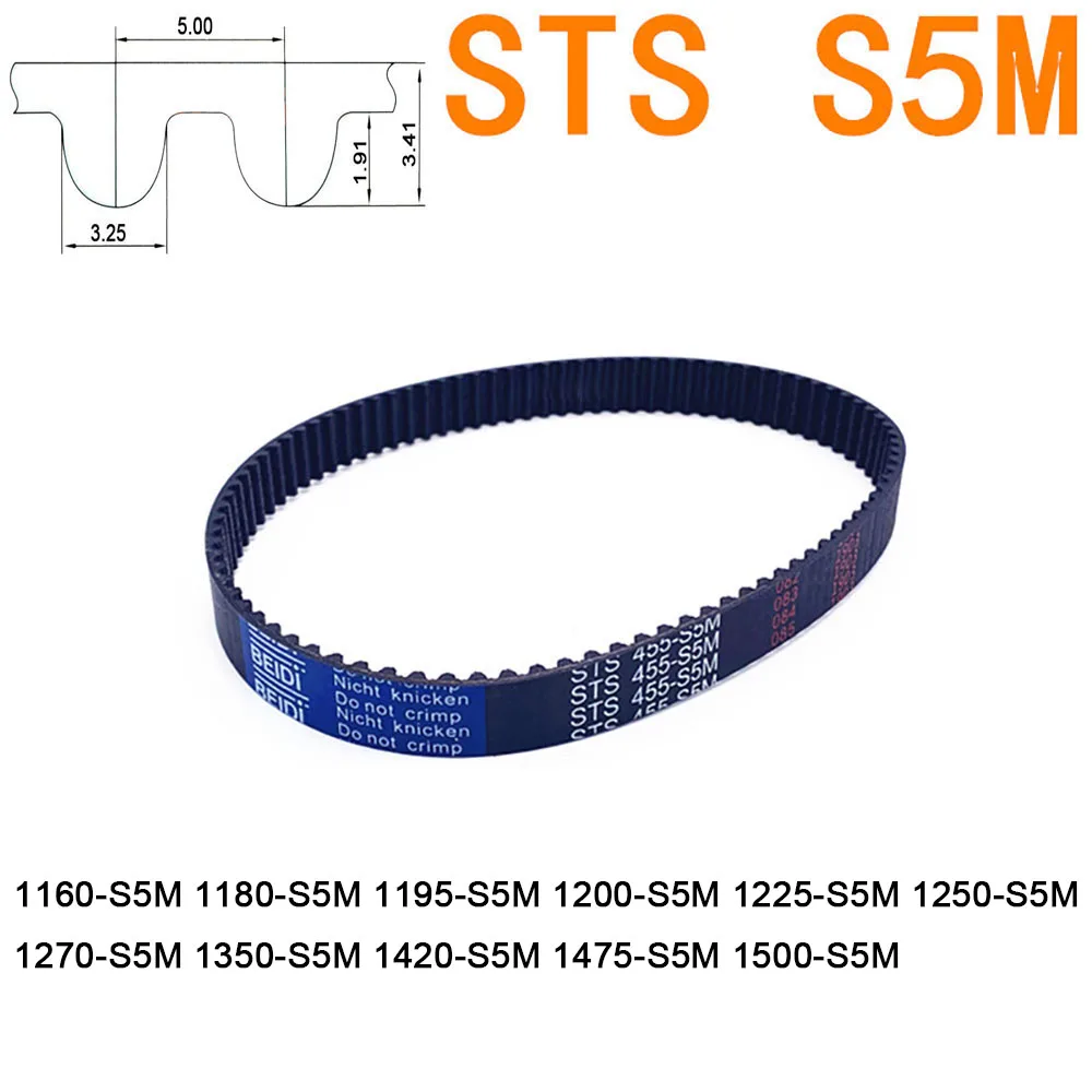 

Width 10 15 20 25 30mm STS S5M Rubber Timing Belt Pitch Length 1160 1180 1195 1200 1225 1250 1270 1350 1420 1475 1500mm