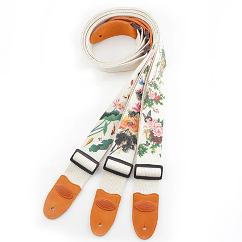 Новый хлопковый напечатанный гитарный ремешок термотрансферный с диагональным