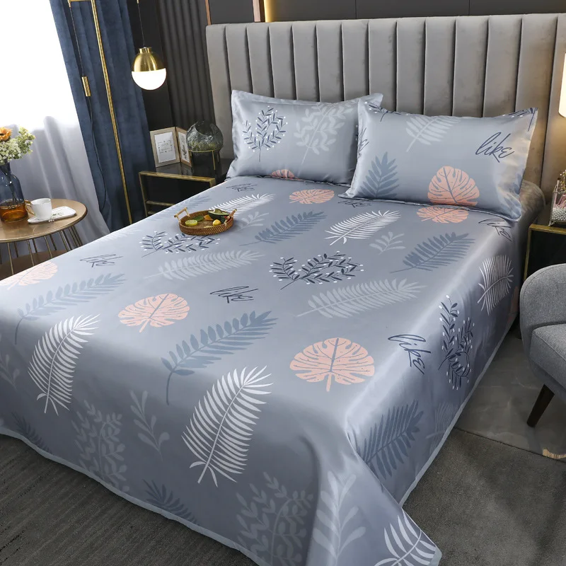 

Floral Smooth Bed Mat Breathable Summer Cool Sleeping Mat Soft Skin Friendly Washable Collapsible Bed Sheet With Pillowcase