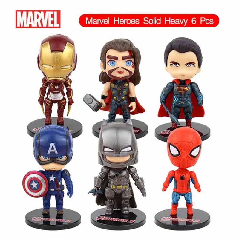 6 шт. кукла героев Marvel Мстители Железный человек Бэтмен Человек-паук Капитан