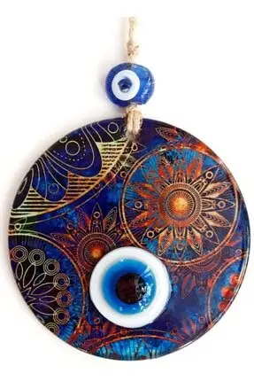 

12'lik Fusion Glass Hand Made With Evil eyes Wall Decoration wall hanging ornament-Turkish Evil Eye beads-Ho