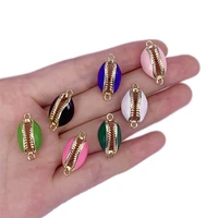 5pcs metal brass14k gold filled enamel pendant connector charms 12x22mm accessories for making necklace bracelet