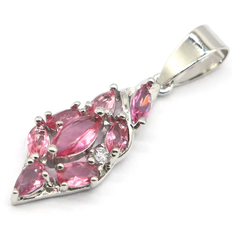 31x11 мм элегантный розовый турмалин подарок для женщин свадебный серебряный кулон