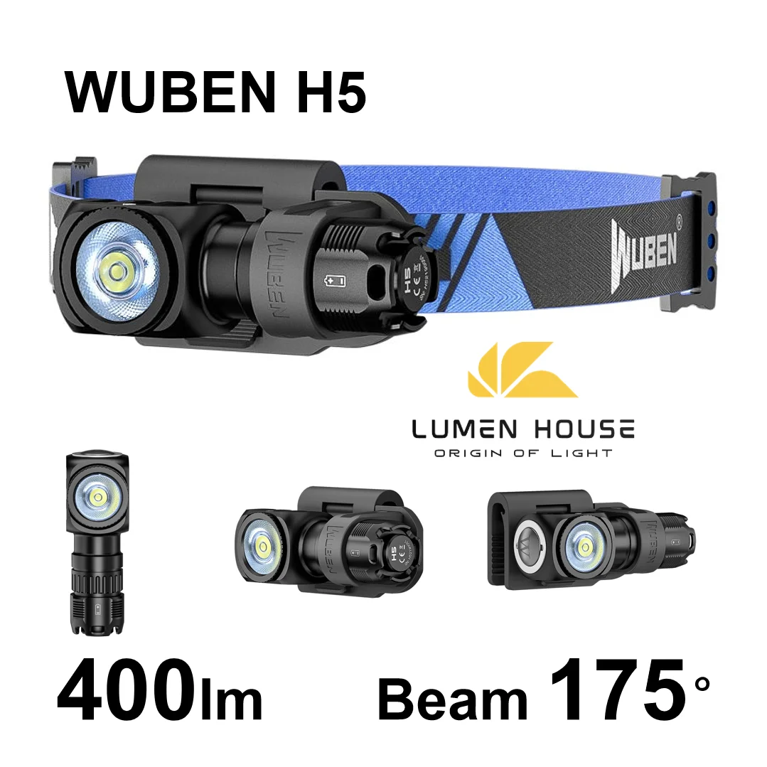 WUBEN H5  Headlamp 360° Adjust Head Torch  400lm Chest Lamp for Camping Fishing Trail Running Hiking Trekking