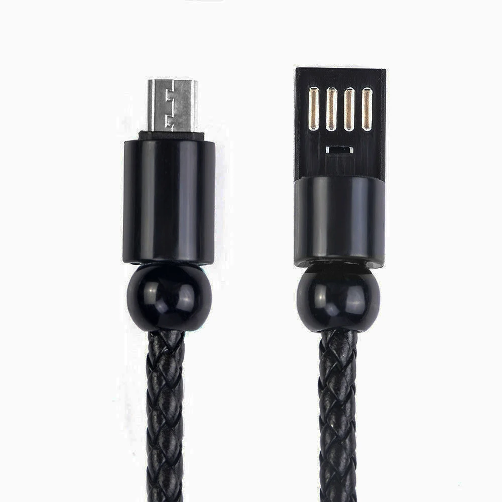 VITOG заряжатель USB браслета кабель для быстрой зарядки Кожаный Плетеный ручной цепи строка данных для Iphone type-C Android