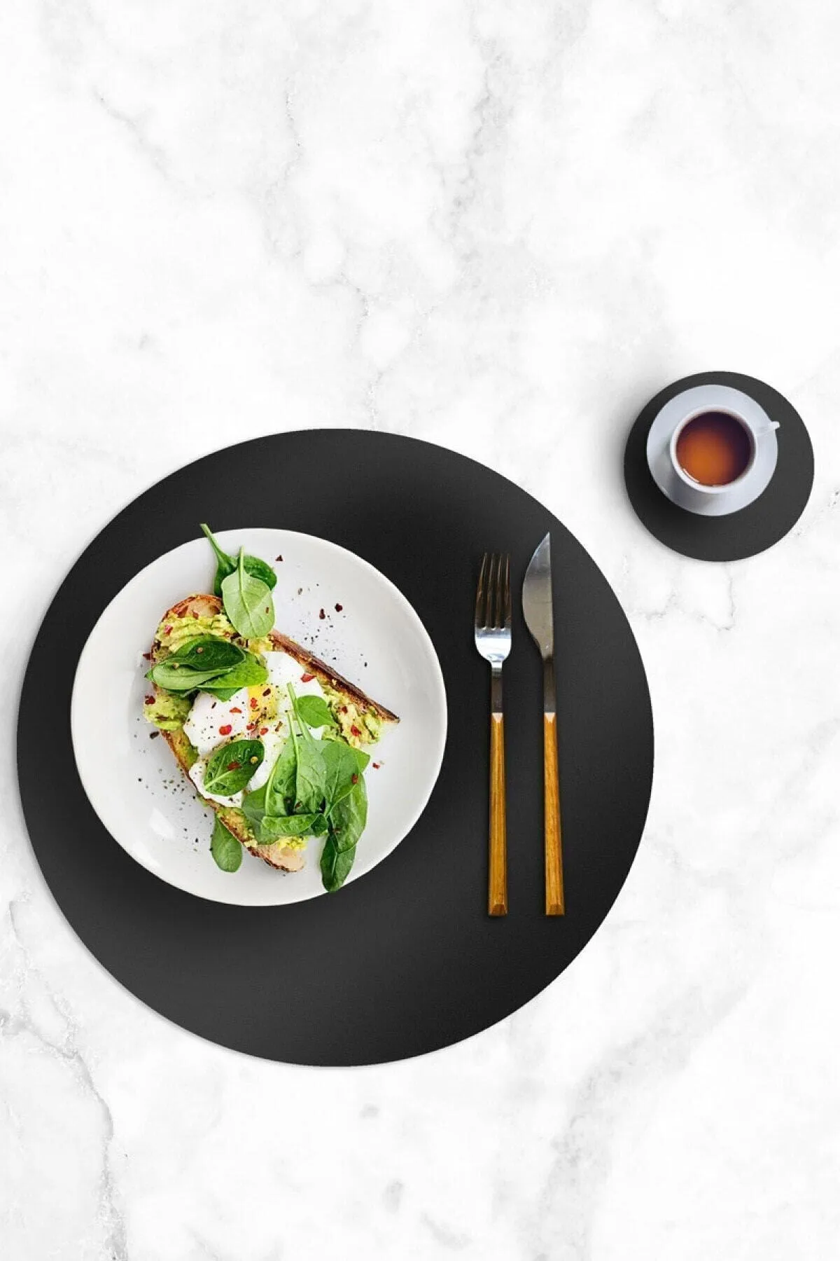 Сервис для стола Seti 12 шт. черная тарелка-подставка под стекло круглая кожа