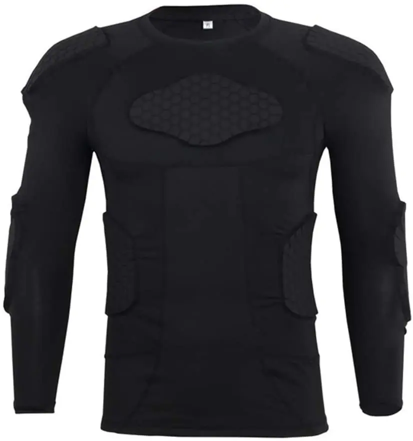 

2021 Men's Padded Compression Shirt Protective Long Sleeve Shoulder Rib Chest Protector Suit for Football Paintball Baseball