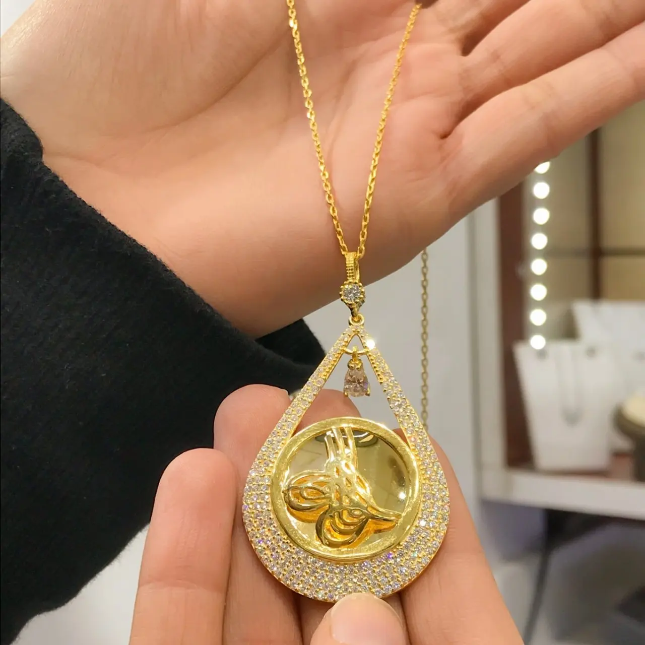 Золотая модель большой тугра платный медальон серебряное ожерелье|Цепочки| |