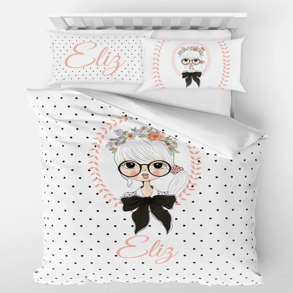 

Organic cotton satin 3d children teenage single duvet cover set personalized with name bedspread pillowcases and bed sheet