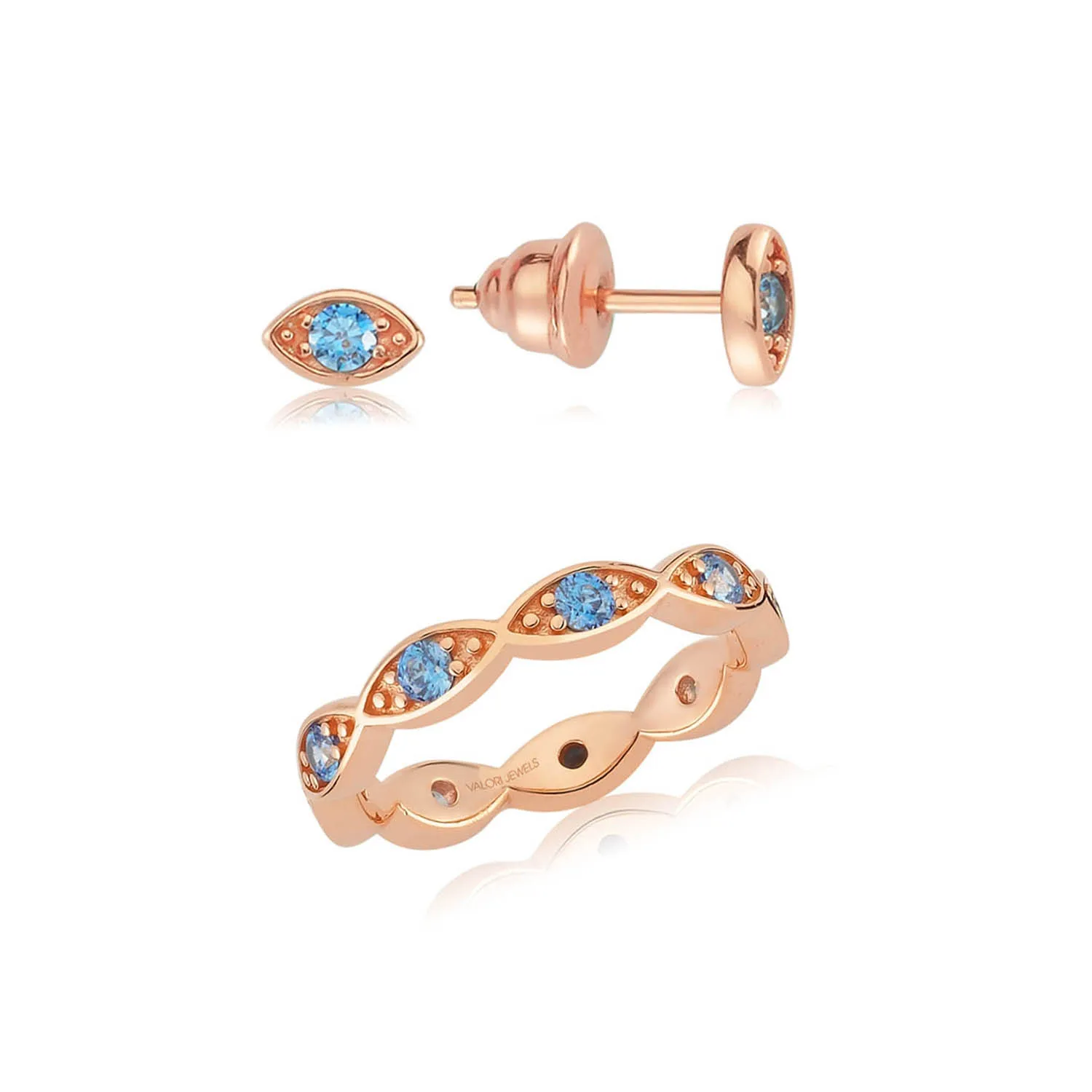 

Серебряный Мини-набор Valori Jewels Petite с голубым цирконием и покрытием из розового золота