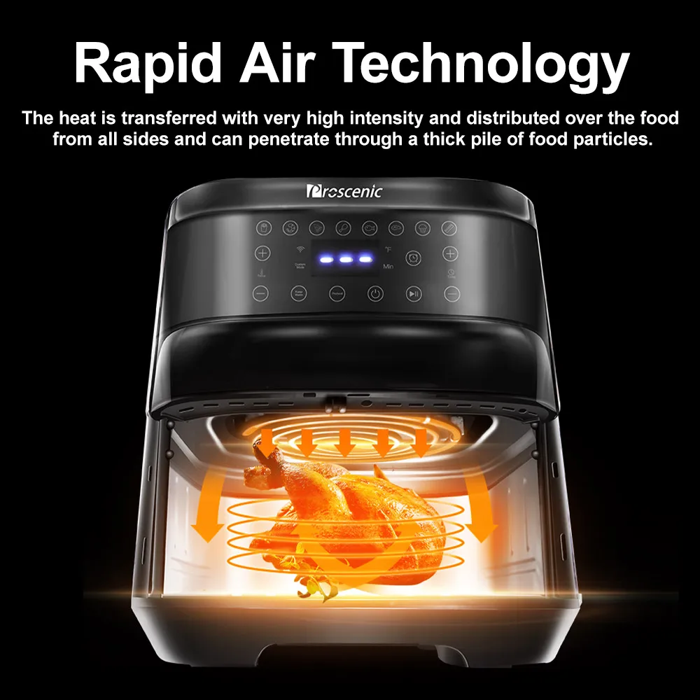 

Proscenic T21 Air Fryer 5.5L Oil-Free Delicious And Healthy Meals with Multi-language Recipes From ProscenicHome App