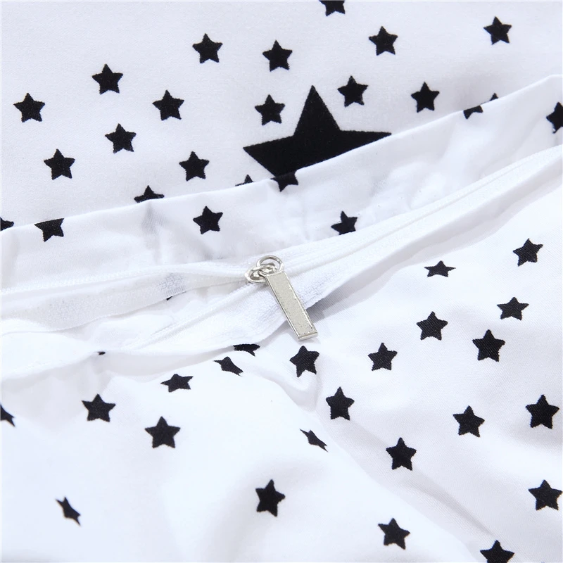 Принт со звездой Комплект постельного белья королевского размера Цвет белый