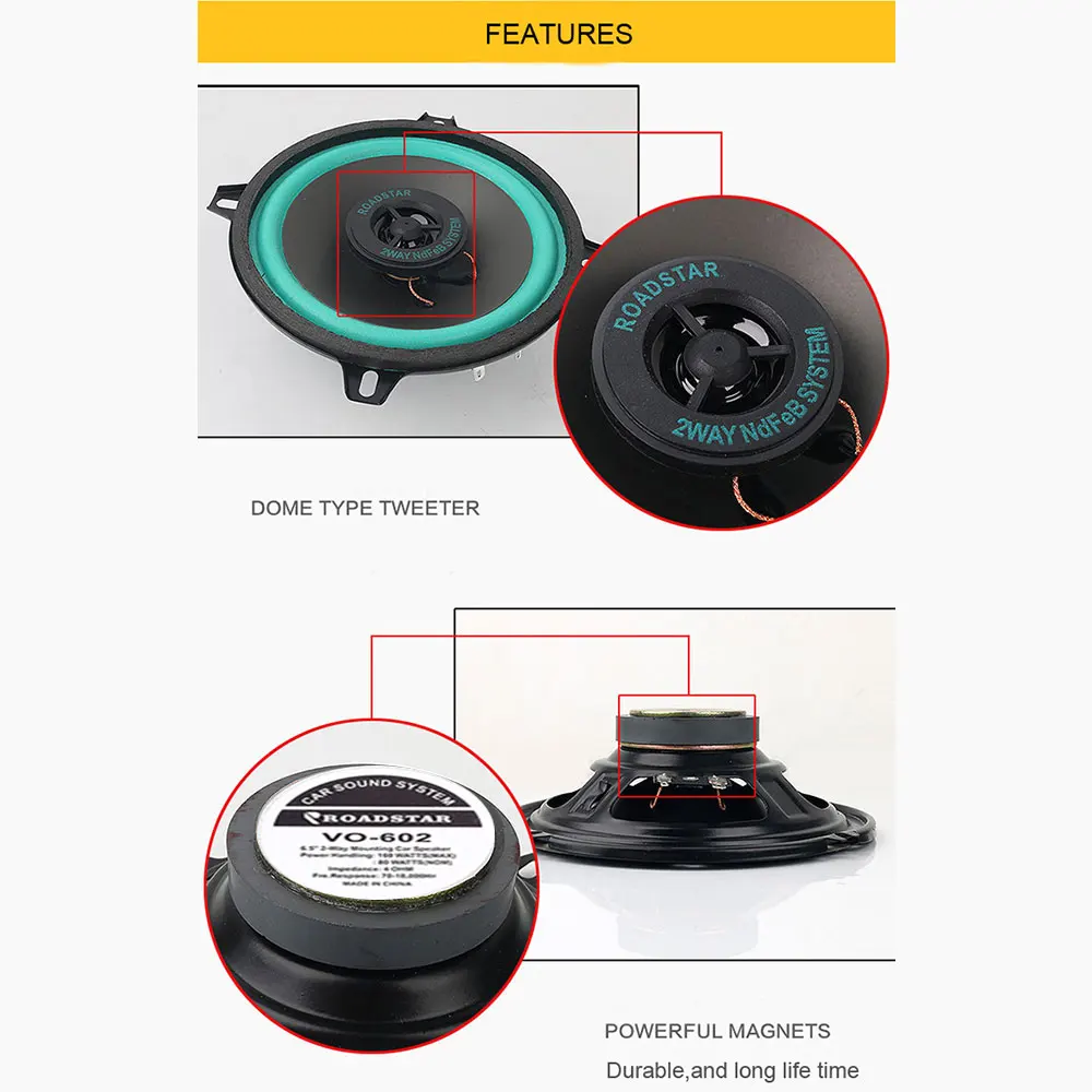 1 шт. универсальный автомобильный коаксиальный динамик 6 5 дюйма 160 Вт|Комплекты