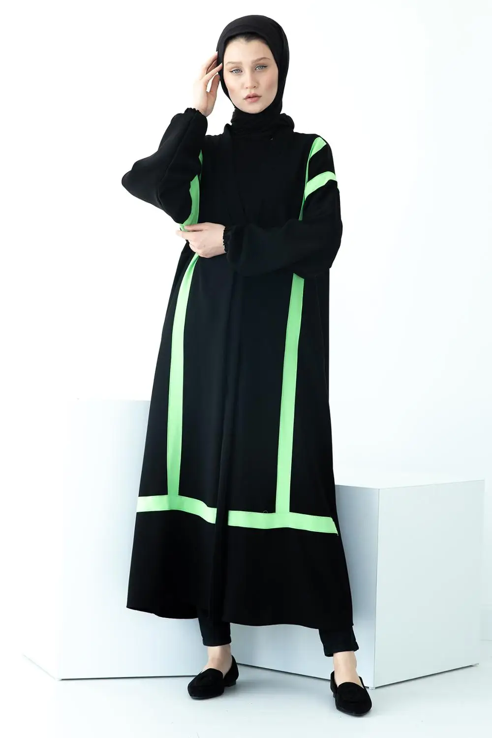 

Mintahayse Muslim İslamic Woman Dress Abaya Robe Sleeve Spring Kaftan Vintage Checked Dubai Arabic Suudi Casual Long Tunic 2021