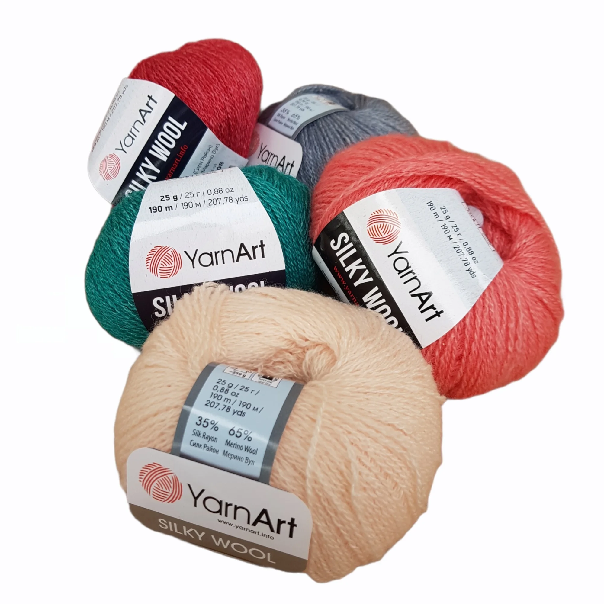 

Yarnart Silky Wool Yarn %35 Silk Rayon-%65 Merino Wool 25gr-190mt Knitting Crochet Wrap Beanie Sweater Knitwears Mink Soft