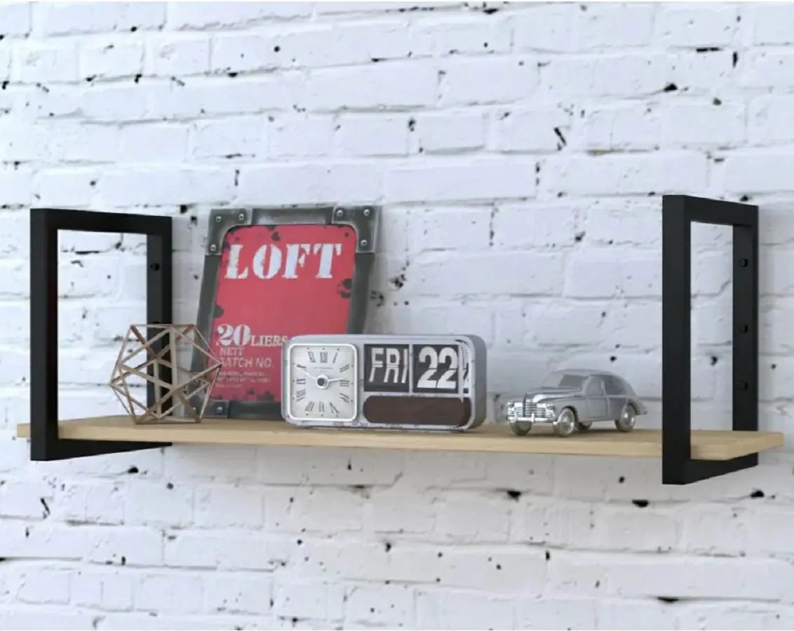 Настенная полка навесная 60см. Лофт &quot20/16&quot металлический полкодержатель ЛДСП