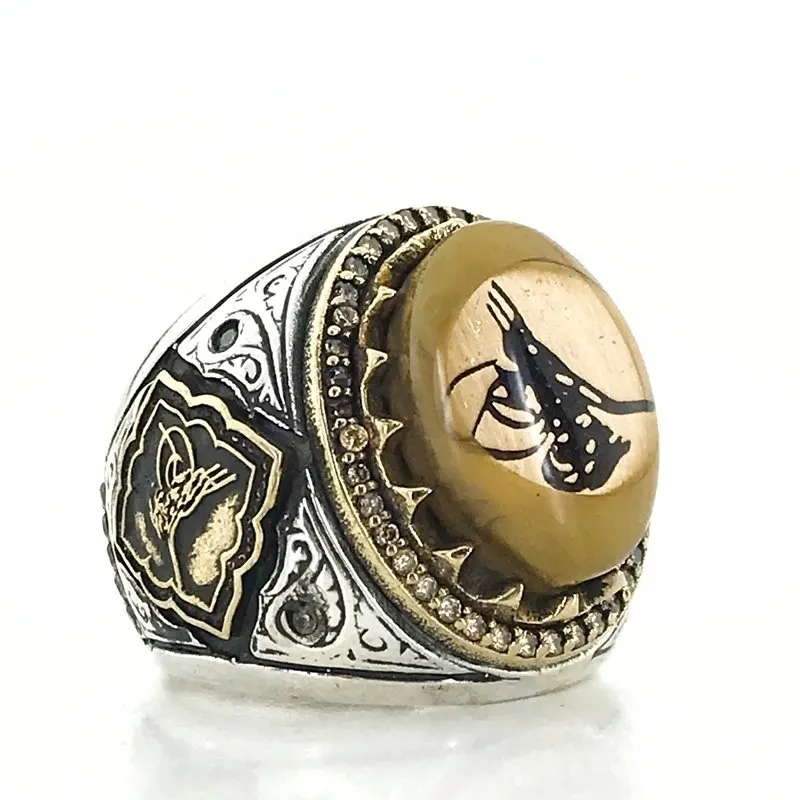 Тайпра обработка Янтарный ручной работы серебряное мужское кольцо|Кольца| |