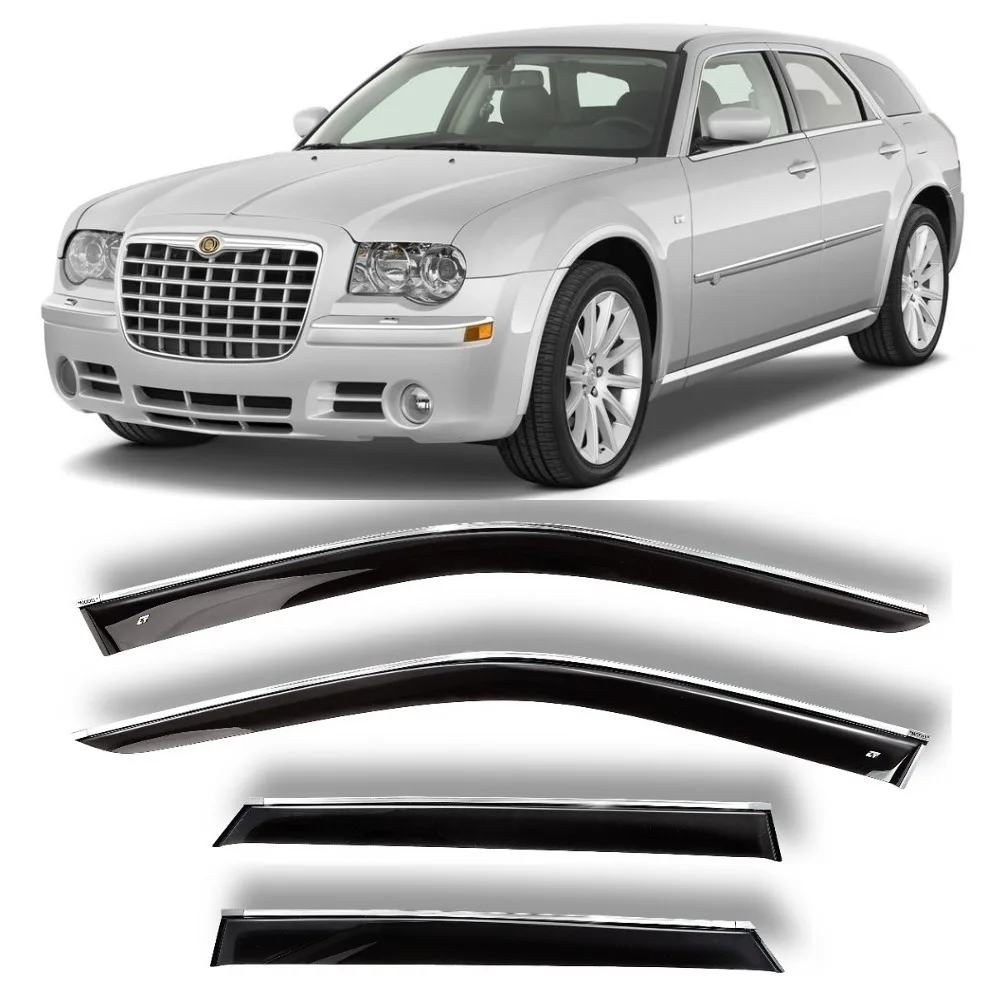 Дефлекторы окон хром полоска молдинг Cobra Tuning C50304CR на авто Chrysler 300C l 2004-2010 ветровики