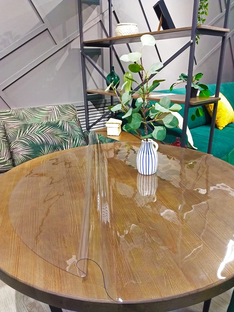 Силиконовая скатерть прозрачная .гибкое(мягкое) стекло на стол FOR DESK круг. глянец 0