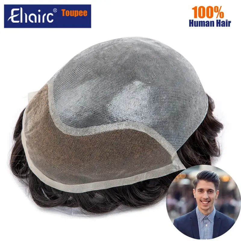 

Bio-Men Toupee Invisible Hairline Men's Wigs Replacement System Unit Male Hair Prosthesis 100% Natural Human Hair Wig For Men