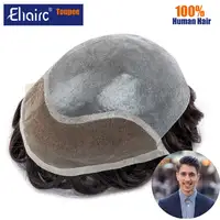 Bio-Men Toupee Invisible Hairline Men's Wigs Replacement System Unit Male Hair Prosthesis 100% Natural Human Hair Wig For Men