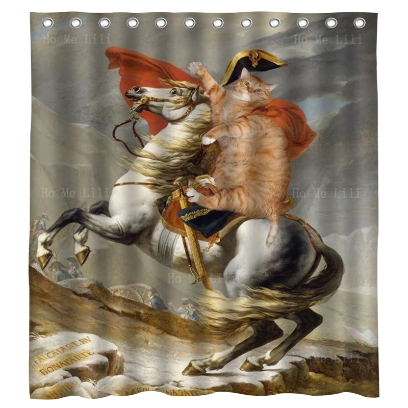 

Napoleon Fat Orange Cat Horseback Riding Crosses The Alps Lazy Kitten Roam Art World Series Shower Curtain By Ho Me Lili