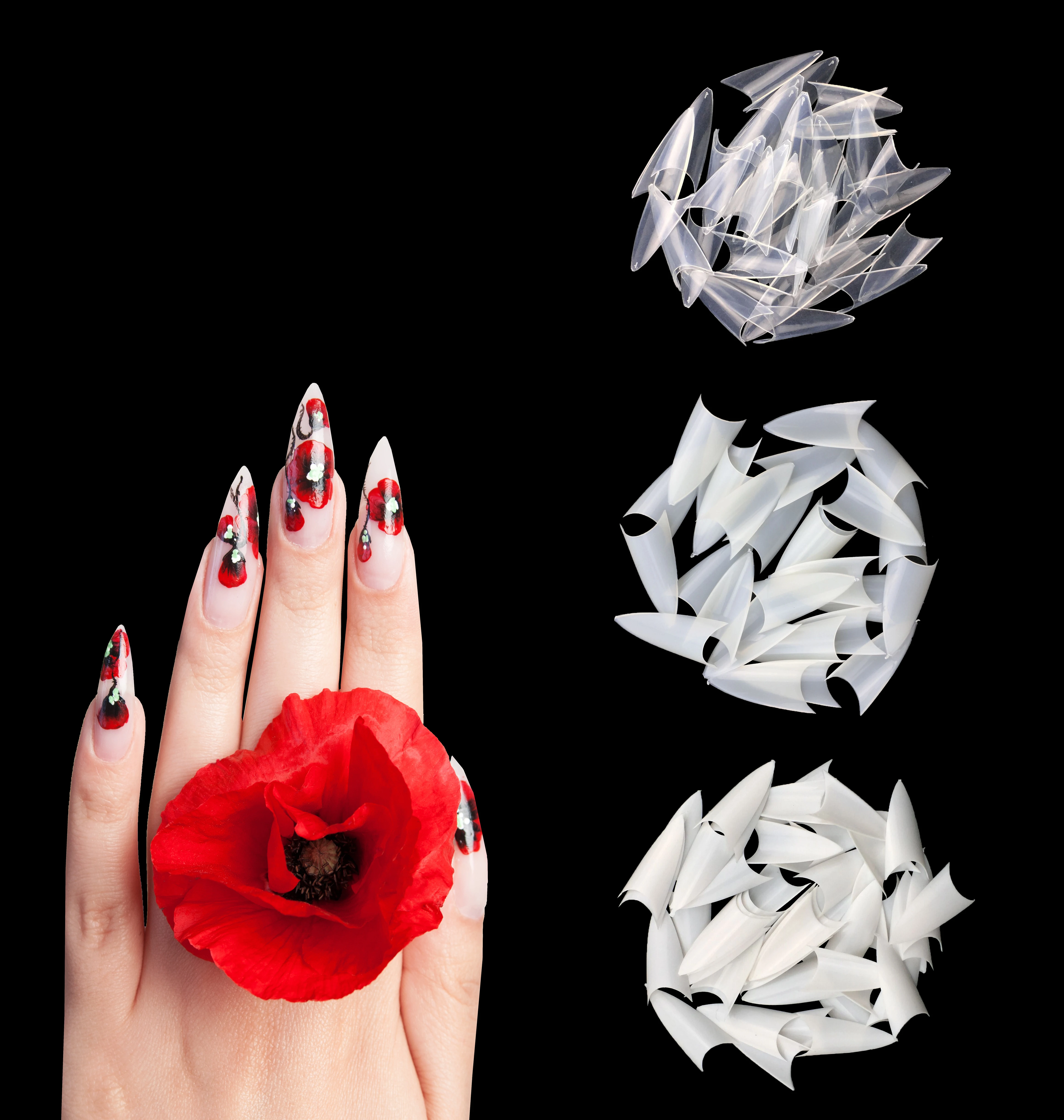 

500 Tips False Nail Clear Natural White False Point Stiletto French Acrylic UV Gel Nail Tips Free Shipping Nail Art Accessories