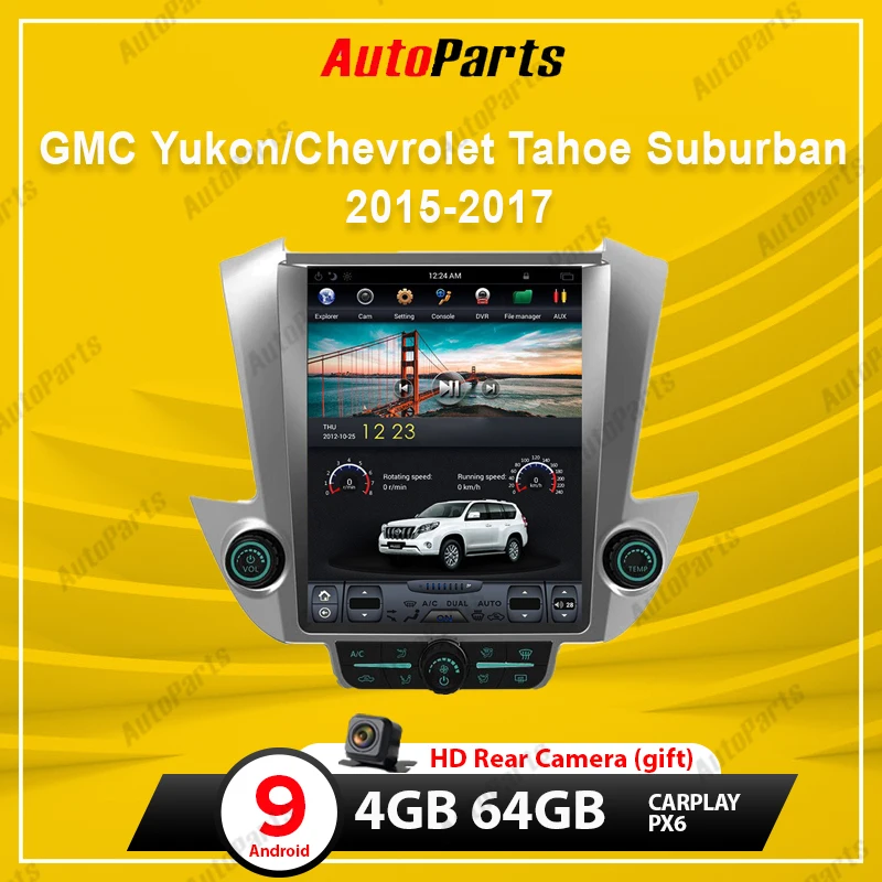 Автомагнитола KUKUZ 12 1 дюйма Android 9 0 4 64 Гб GPS навигация для GMC Yukon Chevrolet Tahoe Suburban 2015 2019