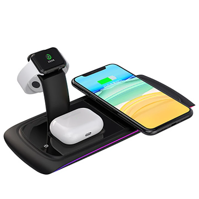 Док станция QI 3 в 1 беспроводное зарядное устройство для Apple Watch 5 4 2 iPhone 11 Pro Xs Max Samsung